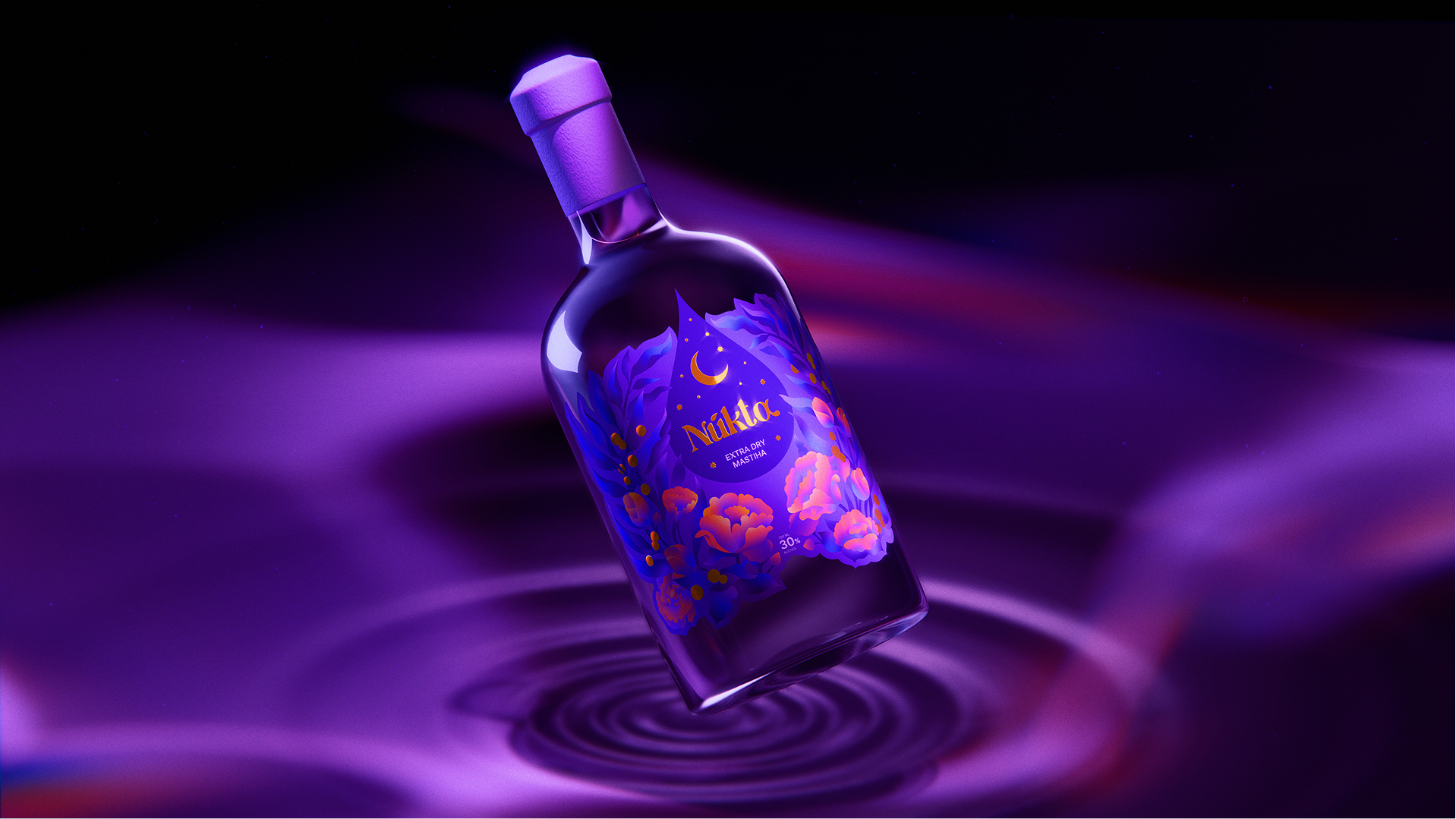 NUKTA bottle render on water